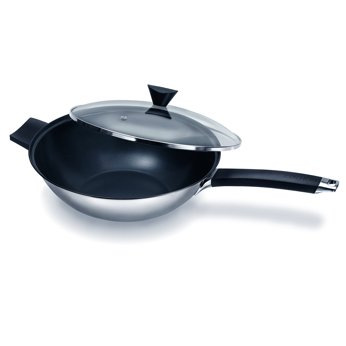 Excellence Non-Stick Stainless Steel induction Safe Wok with Lid 32cm