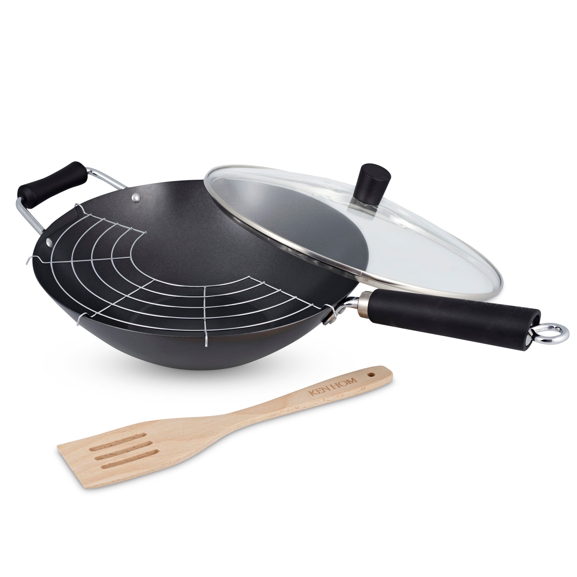 Ken Hom Woks Excellence Wok Set With Lid and Spatula 31cm