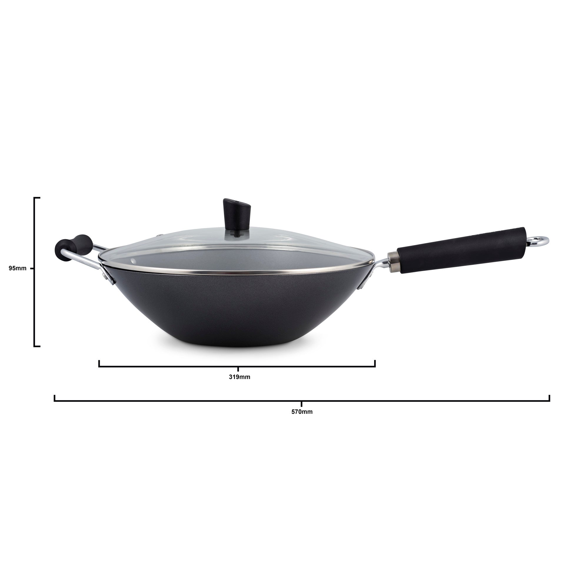 Excellence Non-Stick Carbon Steel Wok Set 31cm