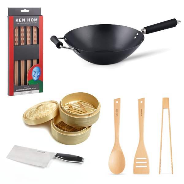 Excellence Wok 31cm, Cleaver, Steamer, Cooking Tools and Chopsticks