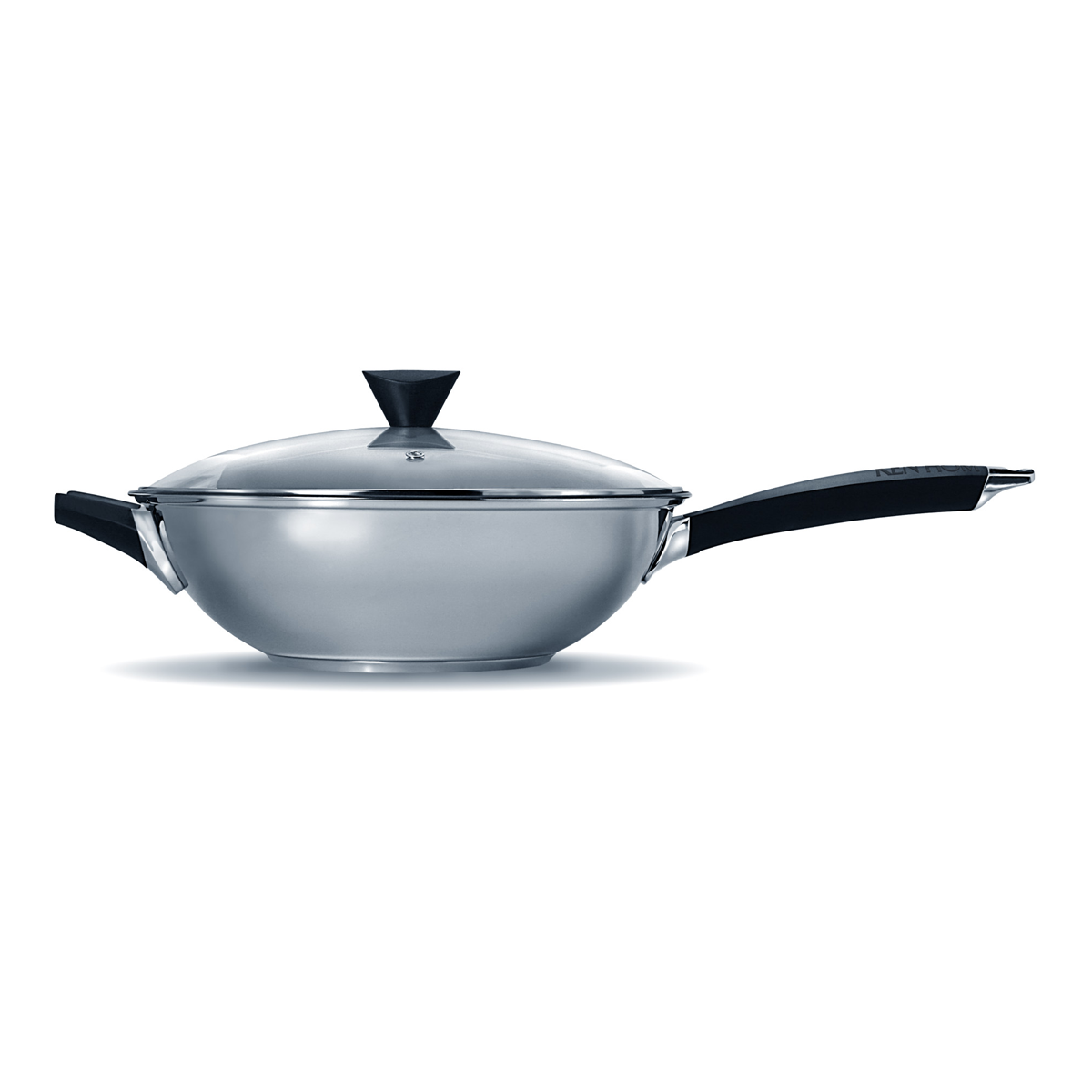 Excellence Non-Stick Stainless Steel induction Safe Wok with Lid 32cm