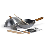 Classic 10 Piece Uncoated Carbon Steel Seasoning Wok Set with Accessories 31cm